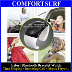 Black Color Bluetooth Bracelet Watch Speaker with Time Display / Vibration Function